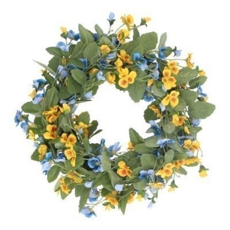 Blue Yellow Viola Wreath By Gisela Graham